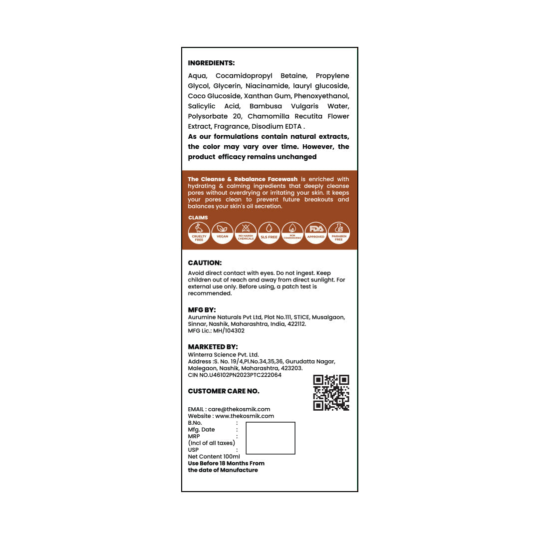 CLEANSE & REBALANCE FACEWASH